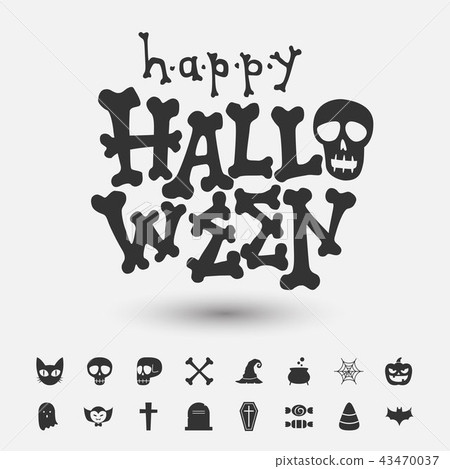插图素材: happy halloween greeting card and icon