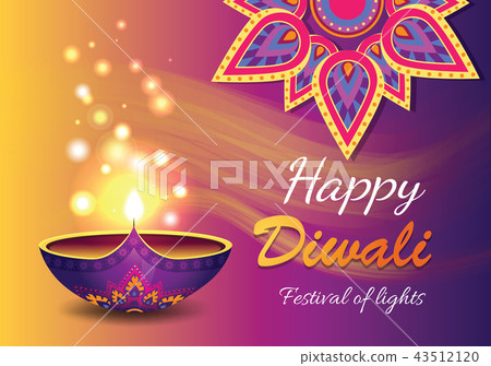 插图素材: happy diwali promo poster vector illustration