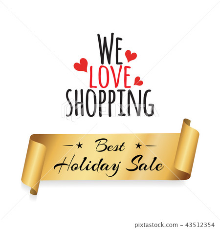 插图素材: we love shopping best sale discount label ribbon
