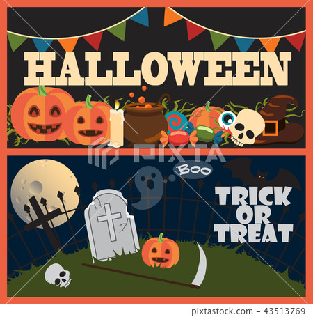 图库插图 halloween trick or treat on vector illustration