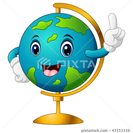 图库插图: cartoon world globe pointing