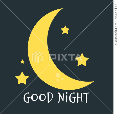 插图素材: cute little moon on the night sky. good night.