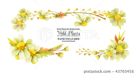 插图素材: yellow wild plants head banner