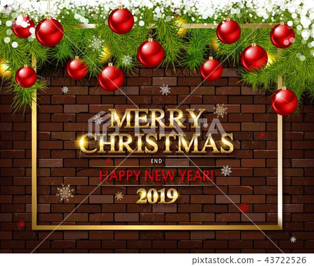 图库插图: merry christmas and happy new year 2019