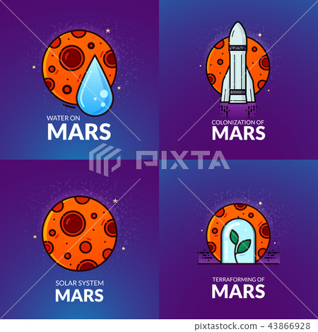 插图素材: planet mars , vector illustration