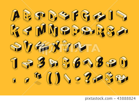 Isometric Font Halftone Letters Vector Stock Illustration