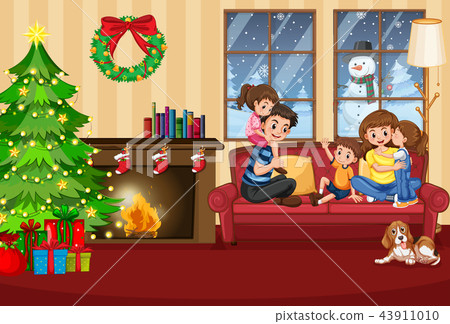 a happy family in the house on christmas 首页 插图 姿势/表情