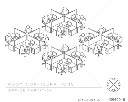 图库插图: office room setup layout configuration half