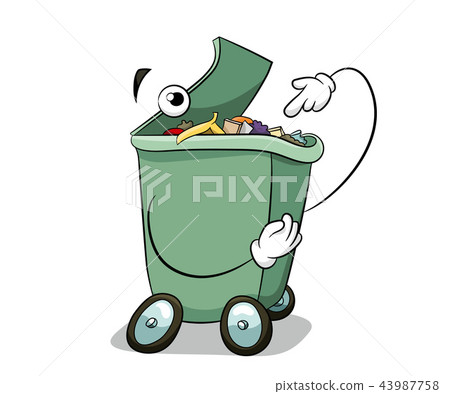 图库插图: throw garbage in the trash can fun ecology concept