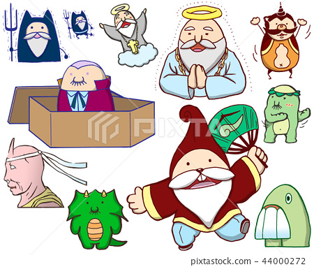 插图素材: 卡通风格人物神秘生物恶神