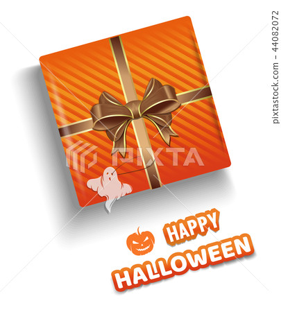 插图素材: orange gift box for halloween. halloween design