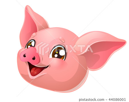插图素材 the lovely pink pig head on white