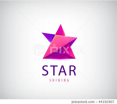 插图素材: vector 3d origami star logo. red and purple