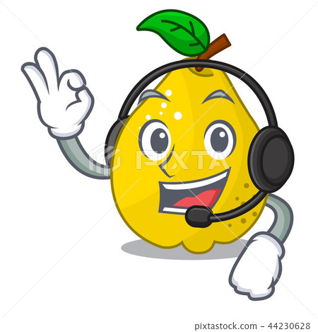 插图素材: with headphone sweet quince isolated on mascot cartoon