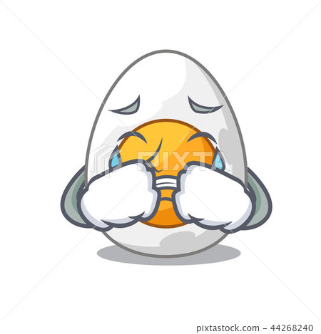 插图素材: crying peeled boiled egg on mascot cartoon