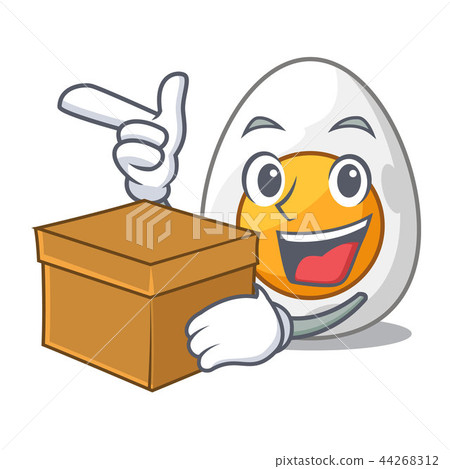 hard boiled eggs,soft boiled egg 插图素材: with box character hard boiled egg ready to eat