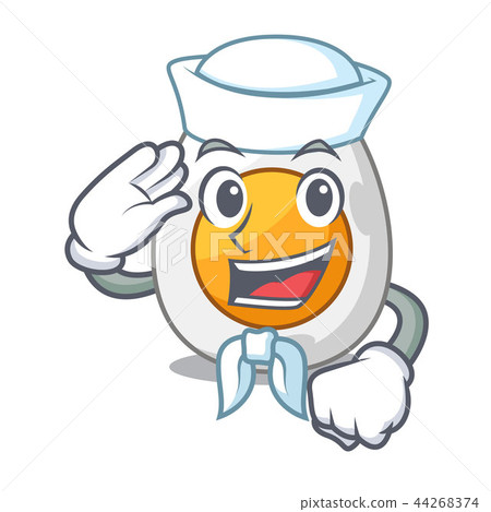 插图素材: sailor cartoon boiled egg sliced for breakfast