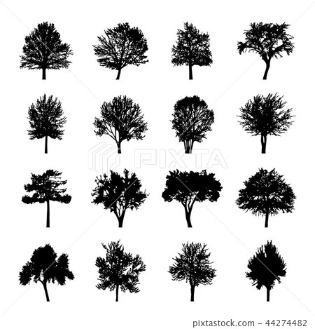 插图素材: tree black silhouettes nature forest vector