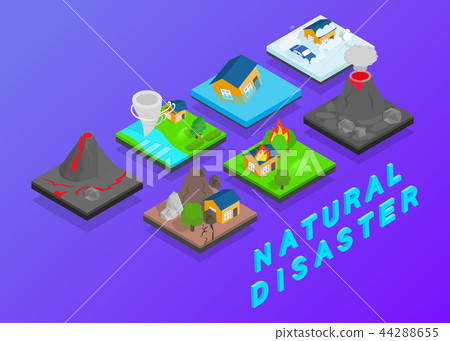 插图素材: natural disaster clip art, isometric style