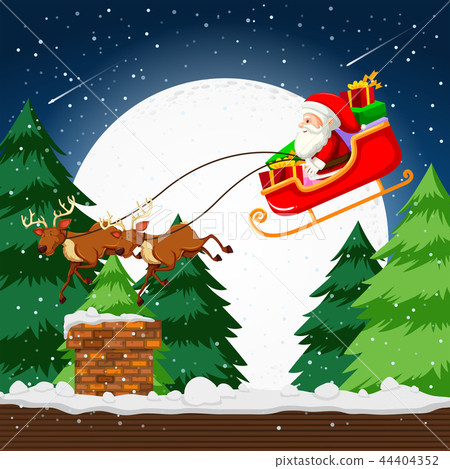 插图素材: santa flying in a sleigh