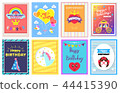 插图素材: happy birthday princess set vector illustration