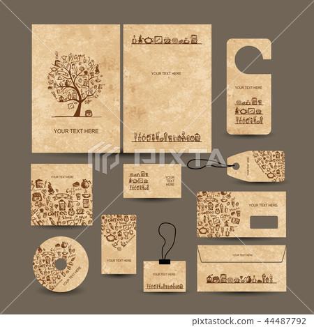 插图素材: business cards collection with coffee concept design
