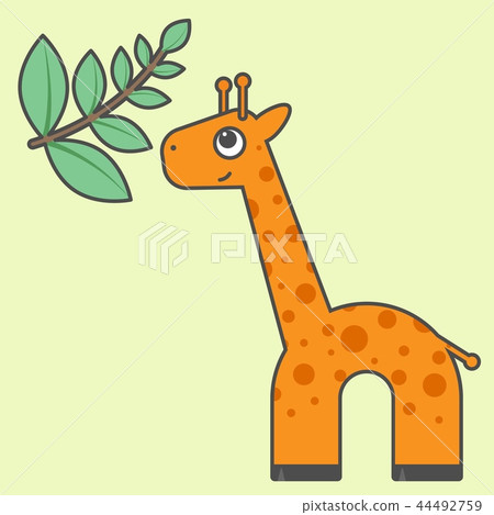 插图素材: giraffe cartoon style, vector art for kids