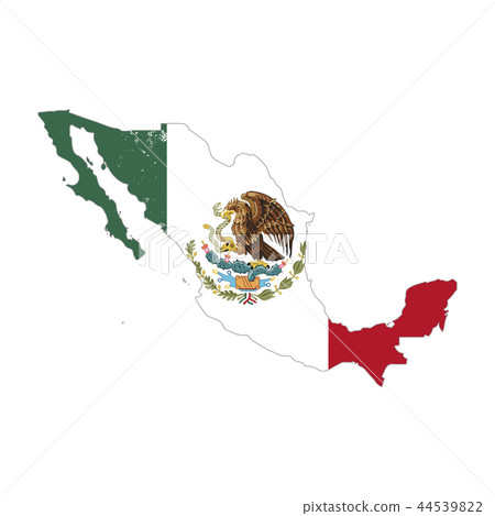 插图素材: mexico country silhouette with flag on background