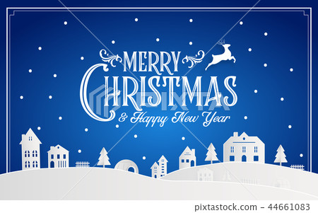 图库插图: merry christmas and happy new year 2019 of snowy