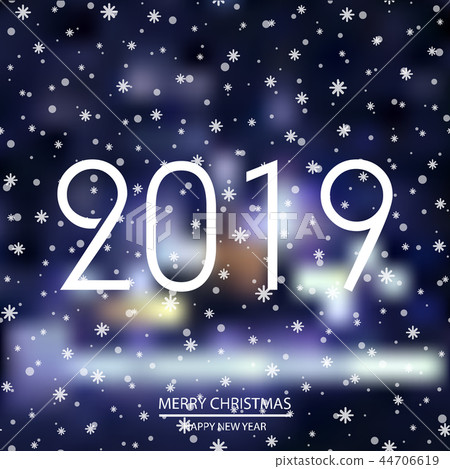 插图素材: happy new year or christmas card. 2019. vector