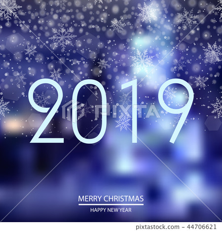 插图素材: happy new year or christmas card. 2019. vector