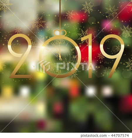 图库插图: happy new year or christmas card. 2019. vector