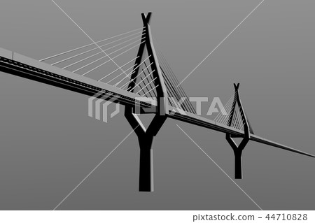 插图素材: 斜拉桥 黑白 单色