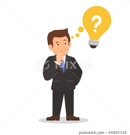 插图素材: business cartoon is thinking with question mark