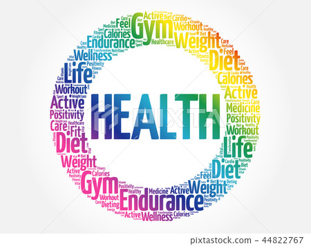 插图素材: health circle word cloud, fitness