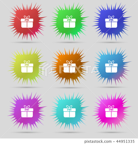 插图素材: gift box icon sign. a set of nine original needle