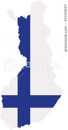 插图素材: finland map with flag