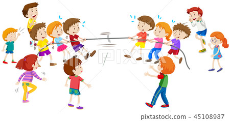 插图素材: children playing tug a war