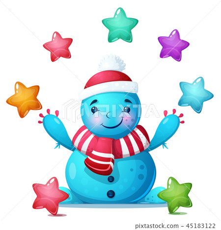 图库插图: cute, funny, pretty snow man illustration.