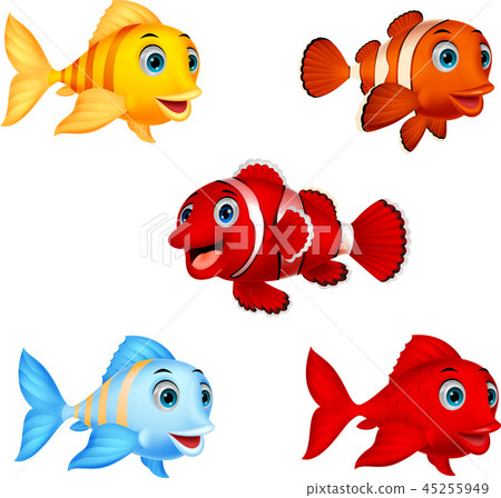 Footcartoonfish,Footcartoonfish 图库插图: cartoon fish collection set
