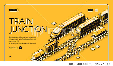 插图素材: railway junction isometric vector website template