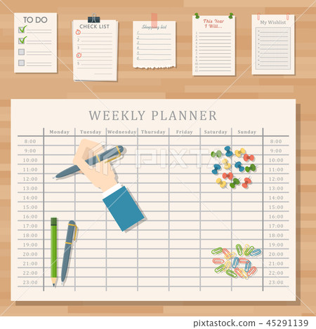 插图素材: agenda list vector business paper clipboard in flat