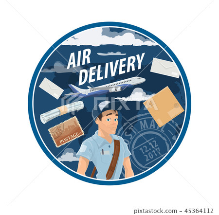 插图素材: post air mail delivery service, mailman 查看全部
