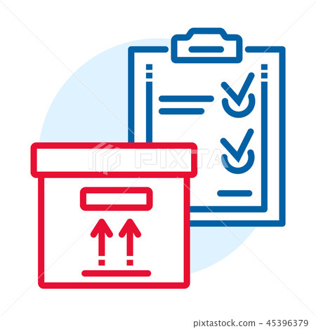 插图素材: delivery box check list icon, outline style
