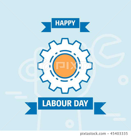 插图素材: happy labour day design vintage blue orange