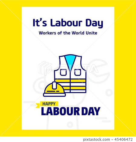 插图素材: happy labour day design blue yellow theme vector