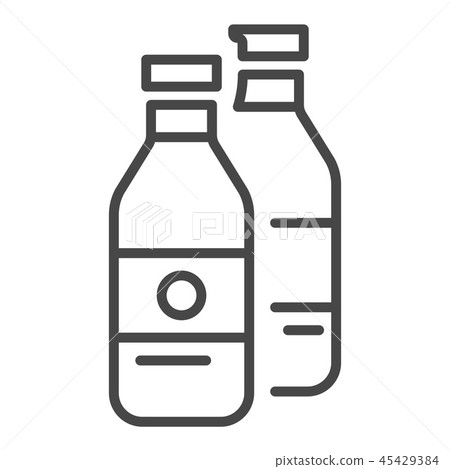 插图素材: garbage bottle icon, outline style