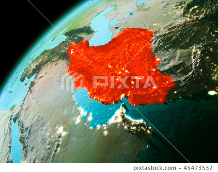 Iran From Space In Evening Stock Illustration 45473532 PIXTA