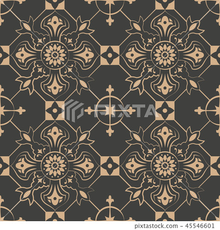 图库插图: vector damask seamless retro pattern background