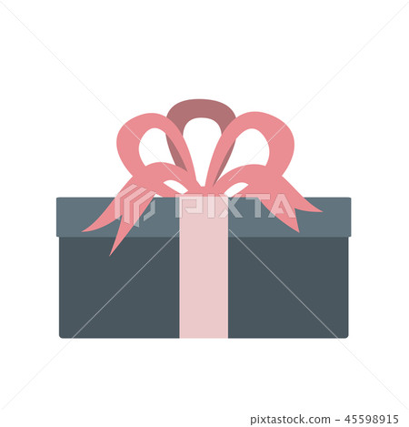 插图素材: gift box with pink ribbon. vector icon.